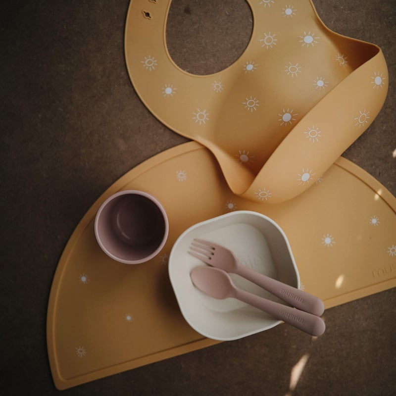 mushie Silicone Baby Bib | Adjustable Fit Waterproof Bibs (Sun Orange) - Image 2